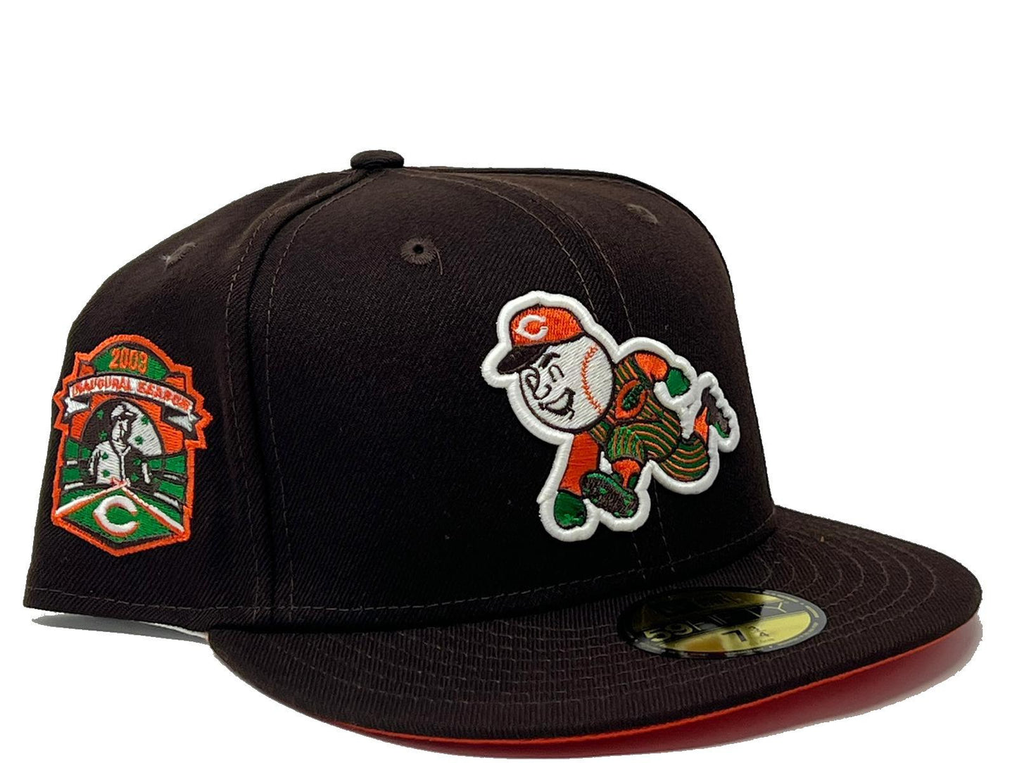 Cincinnati Reds 2003 Inaugural Season "Autumn 2" Collection Deep Brown Orange Brim New Era Fitted Hat