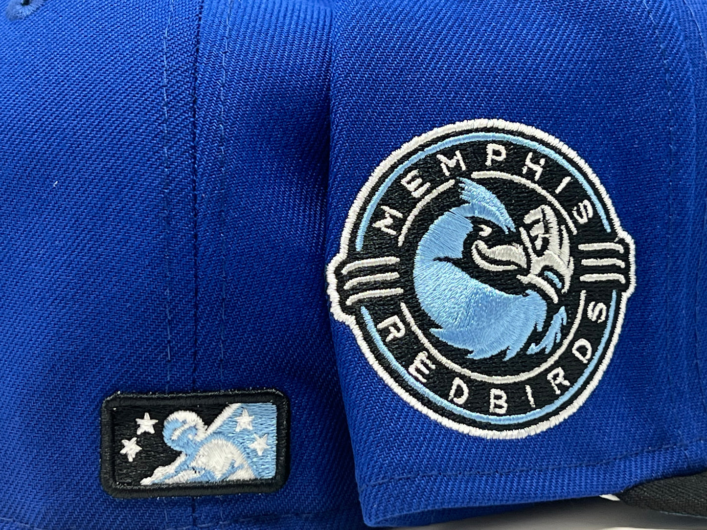 MEMPHIS RED BIRD MINOR LEAGUE "WINTER ICY PACK" SKY BLUE BRIM NEW ERA FITTED HAT