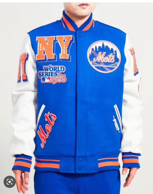 New York Mets Mash Up Logo Pro Standard Varsity Full-Zip Jacket - Royal