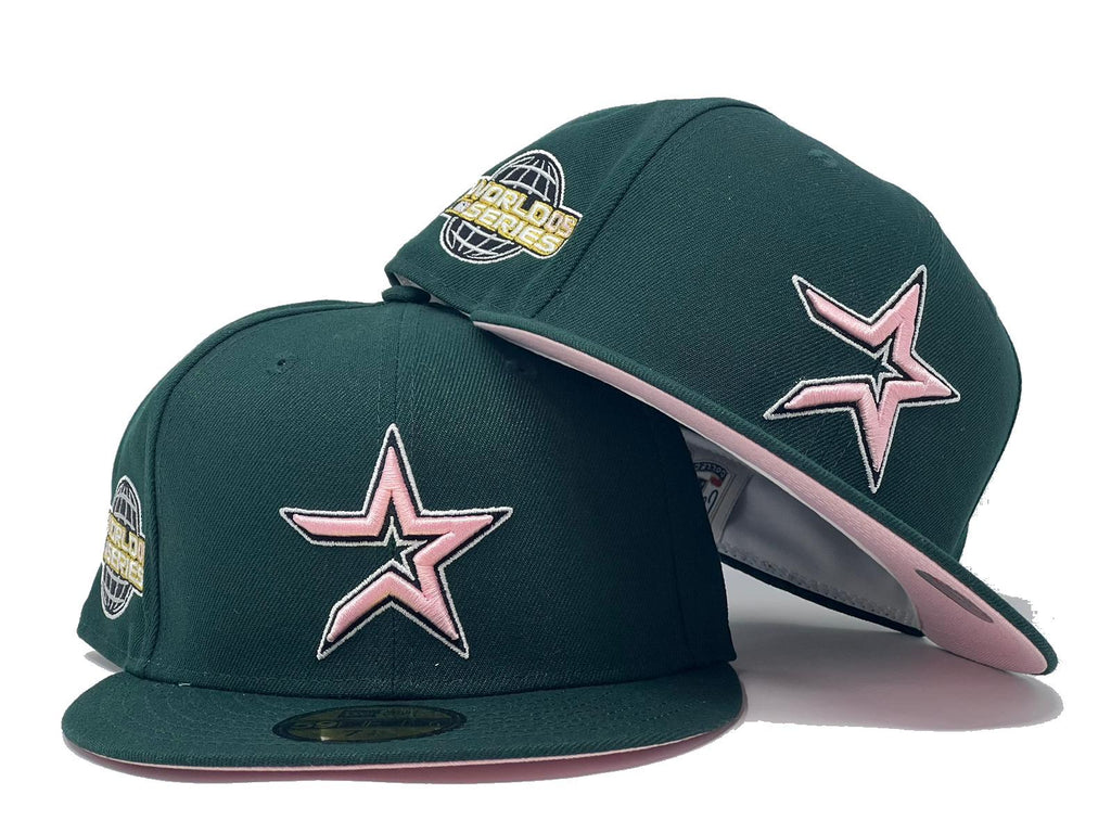 HOUSTON ASTROS 2005 WORLD SERIES DARK GREEN PINK BRIM NEW ERA FITTED HAT