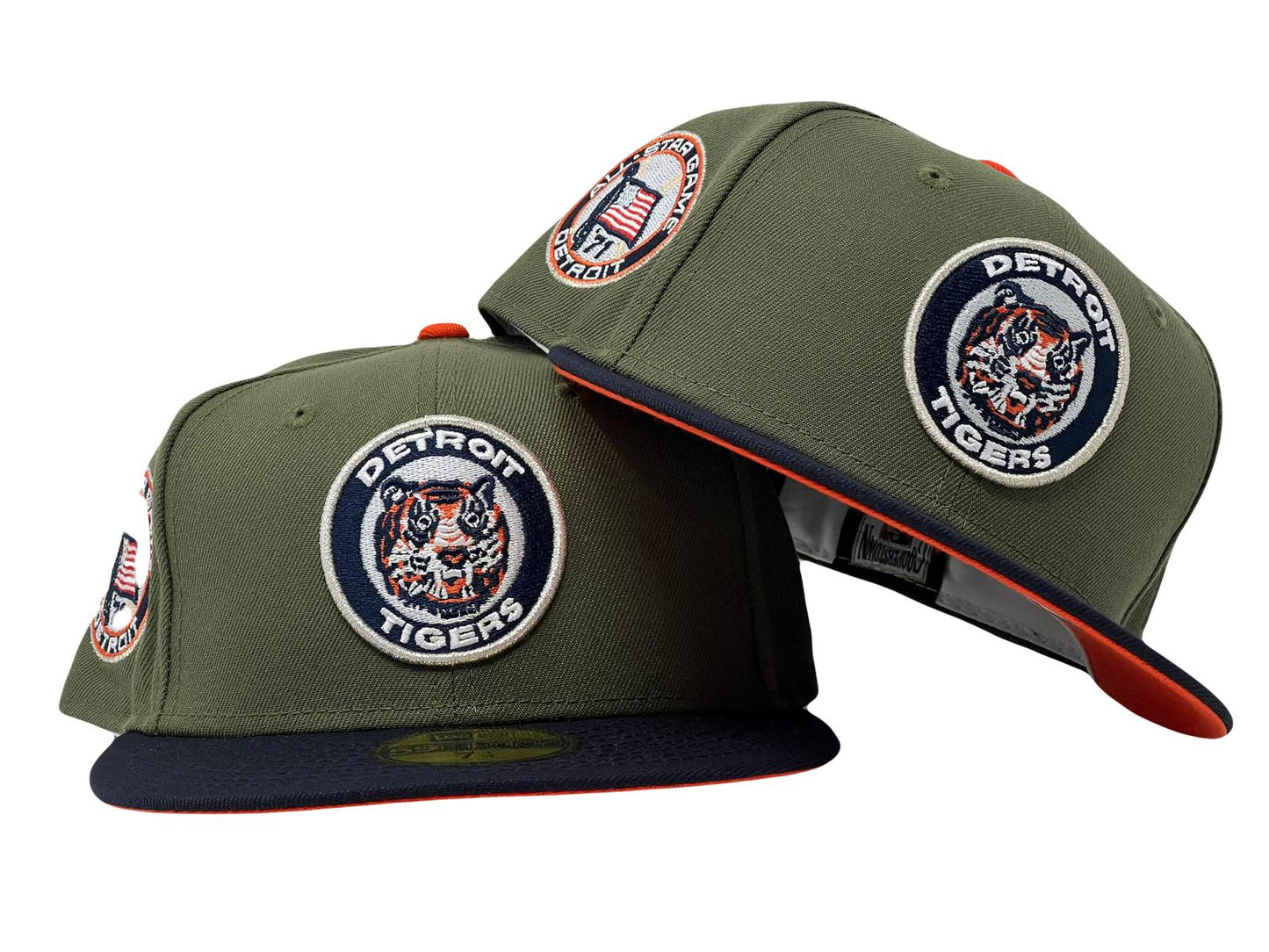 Detriot Tigers 1971 All Star Game Olive Navy Visor Orange Brim New Era Fitted Hat
