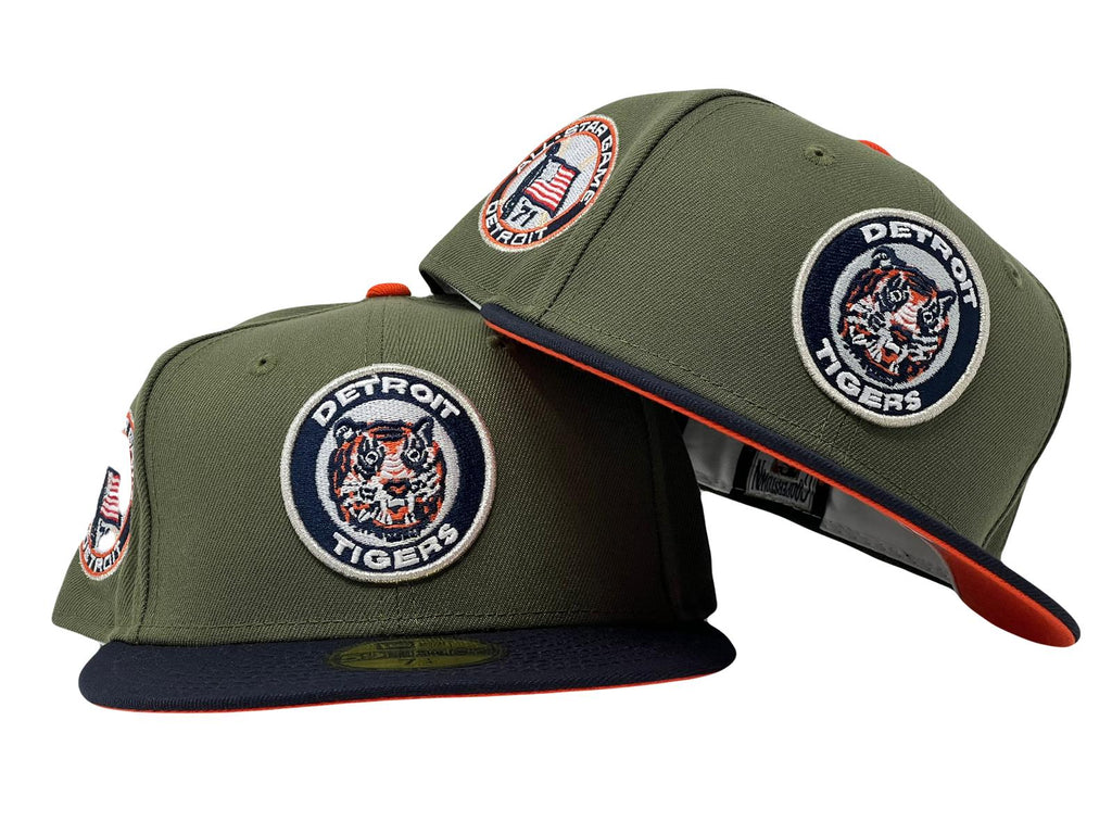 DETROIT TIGERS 1971 ALL STAR GAME OLIVE NAVY VISOR ORANGE BRIM NEW ERA FITTED HAT