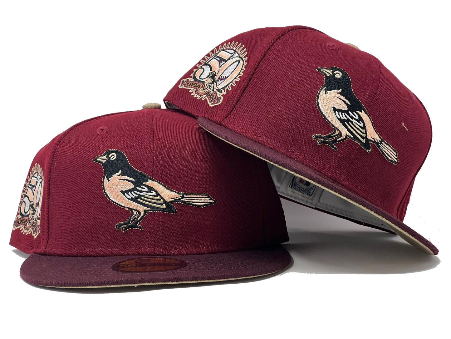 Baltimore  Orioles 50th Anniversary "Shade Of Burgundy" Pack Camel Brim New Era Fitted Hat