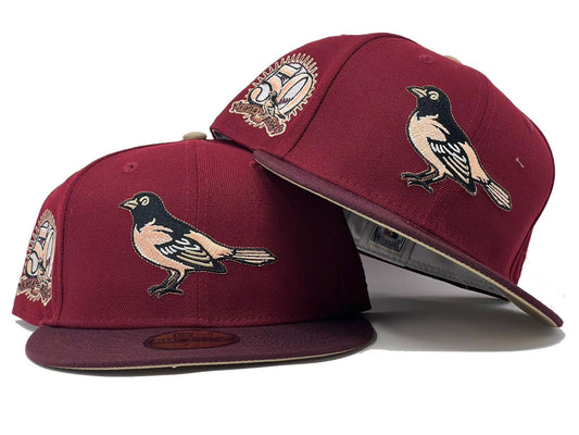 Baltimore  Orioles 50th Anniversary "Shade Of Burgundy" Pack Camel Brim New Era Fitted Hat