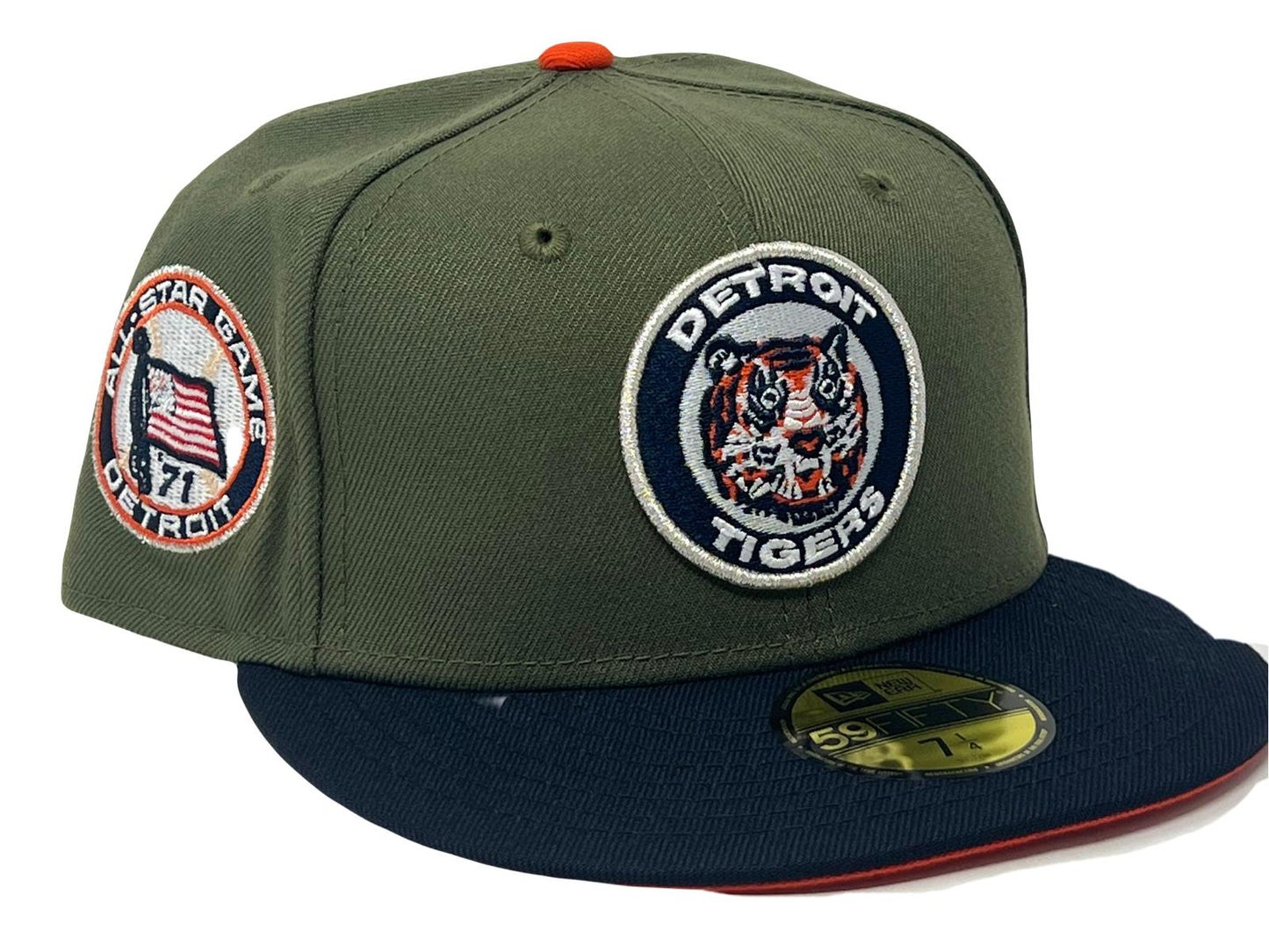 Detriot Tigers 1971 All Star Game Olive Navy Visor Orange Brim New Era Fitted Hat