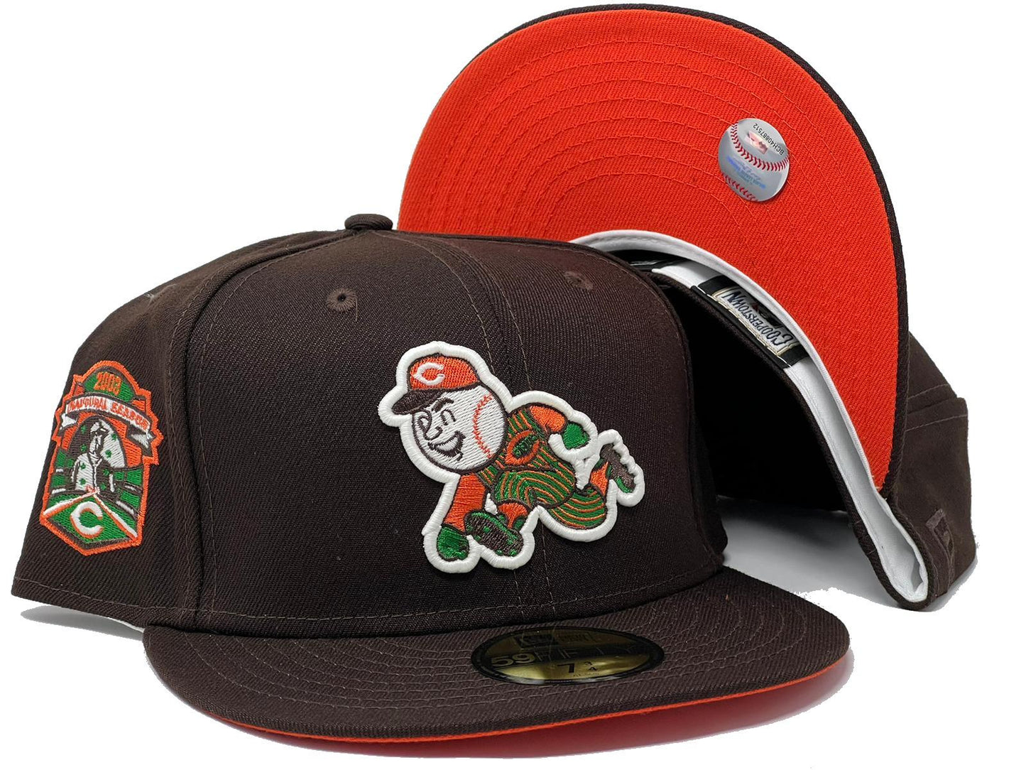 Cincinnati Reds 2003 Inaugural Season "Autumn 2" Collection Deep Brown Orange Brim New Era Fitted Hat