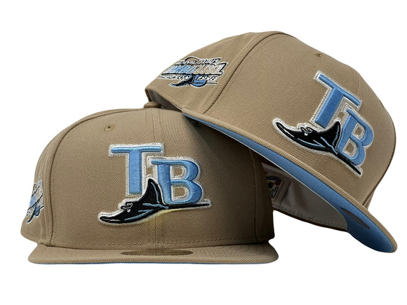 New Era Tampa Bay Devil Rays Vegas Gold Collection Tropicana Field Patch  59Fifty Fitted Hat Tan/Grey Men's - GB
