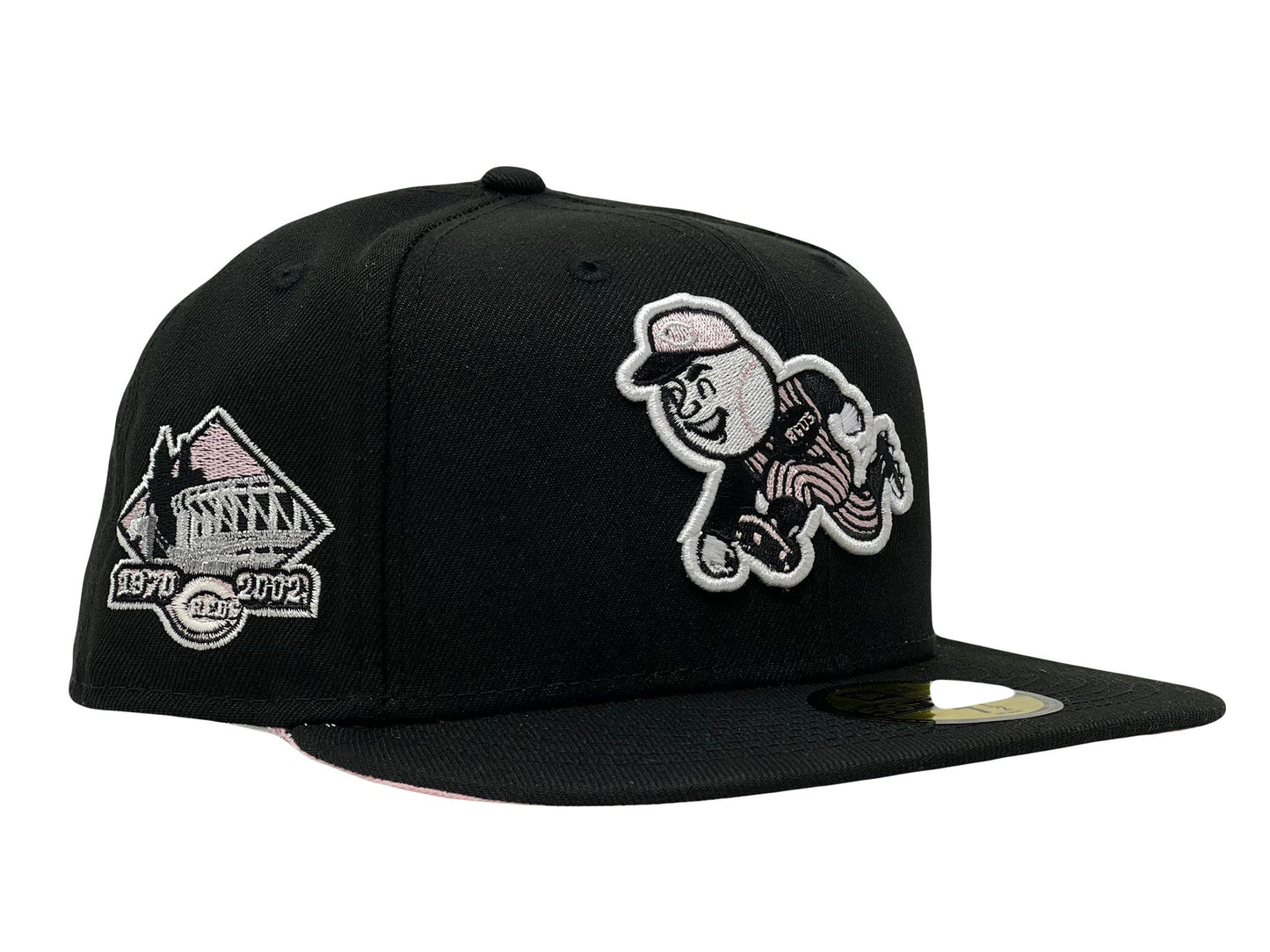Cincinnati Reds River Front Stadium Black Pink Brim New Era Fitted Hat