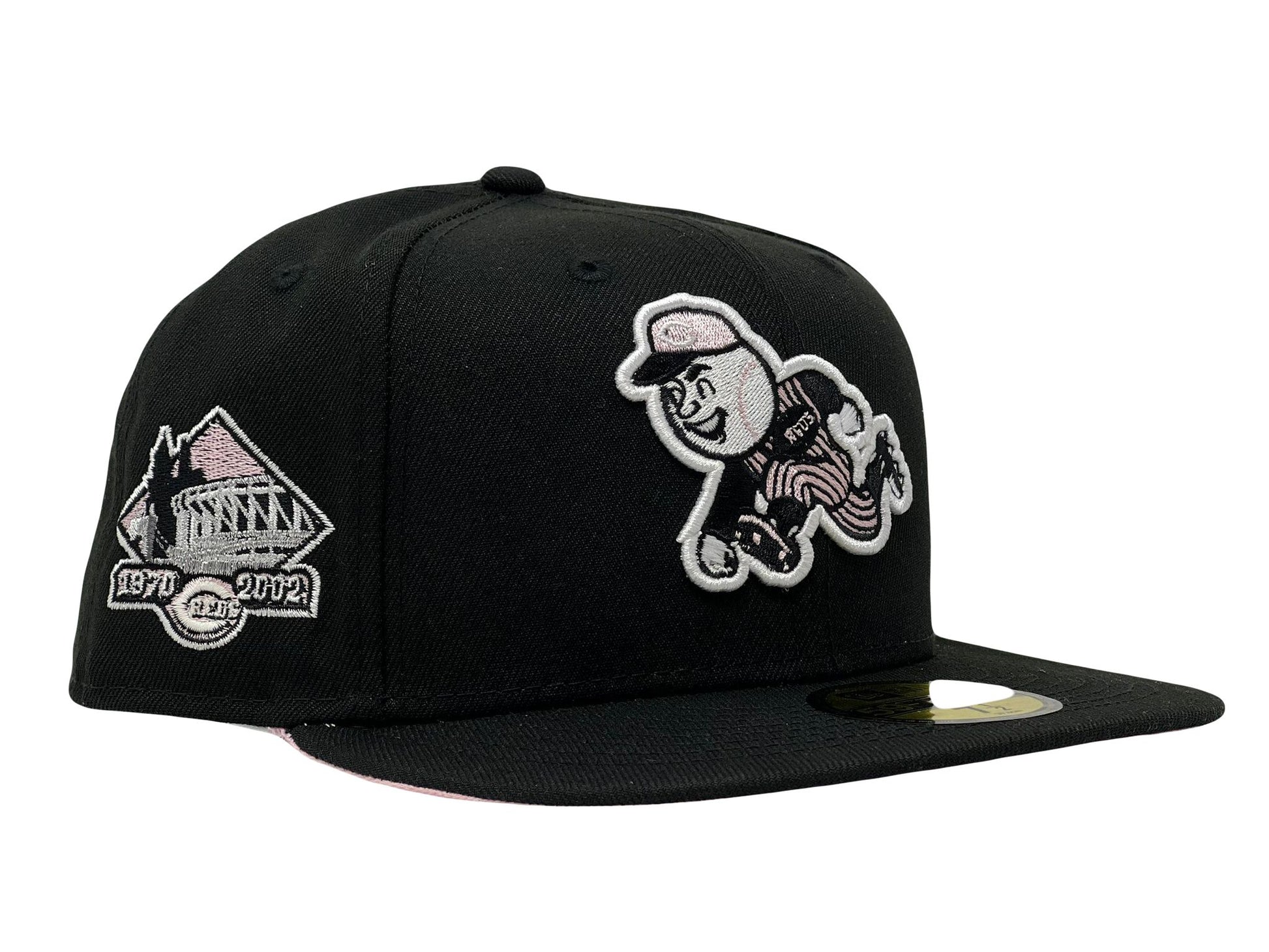 Cincinnati Reds River Front Stadium Black Pink Brim New Era Fitted Hat