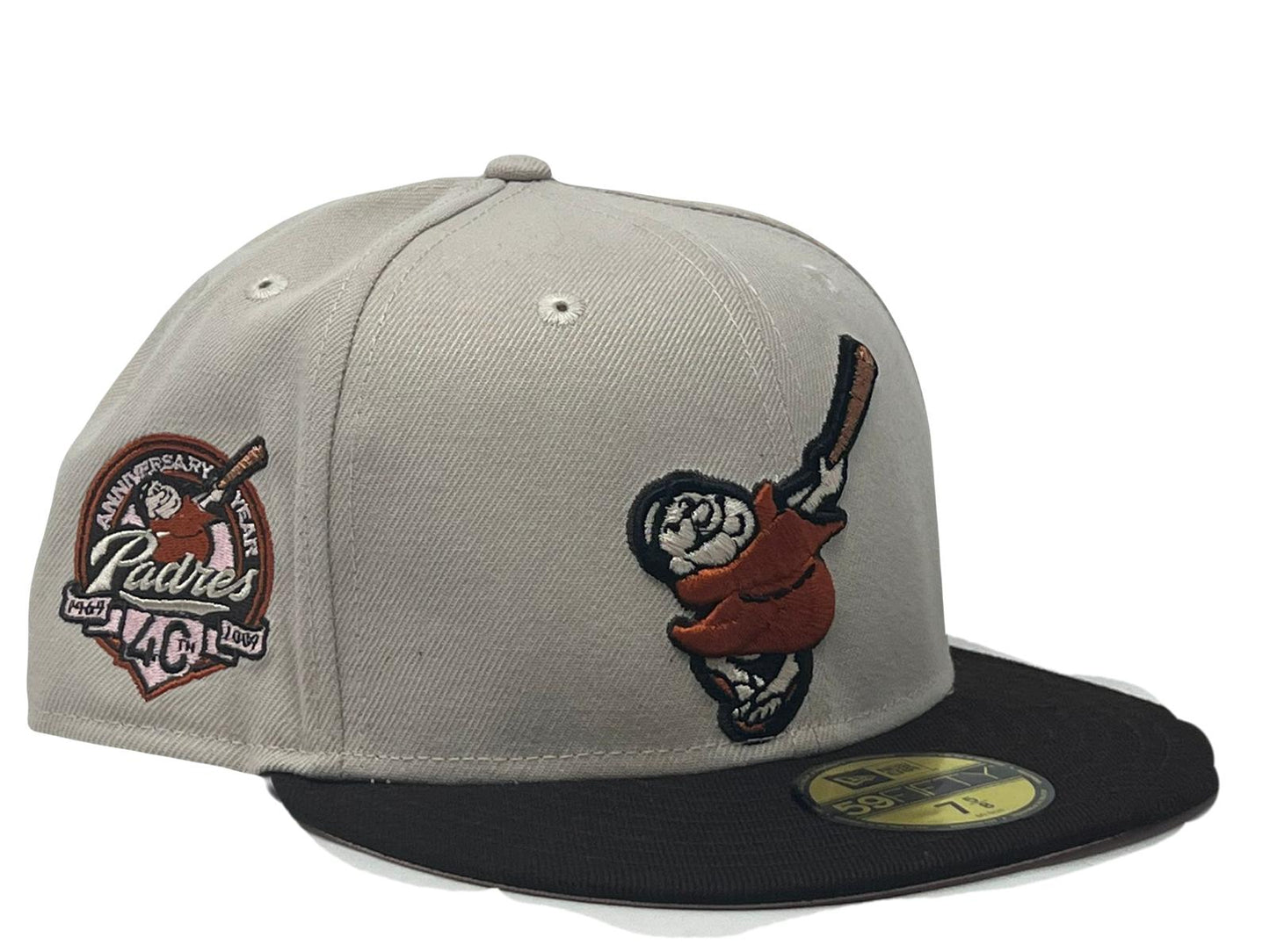 SAN DIEGO PADRES 40th Anniversary Stone Brown Visor Pink Brim New Era Fitted Hat