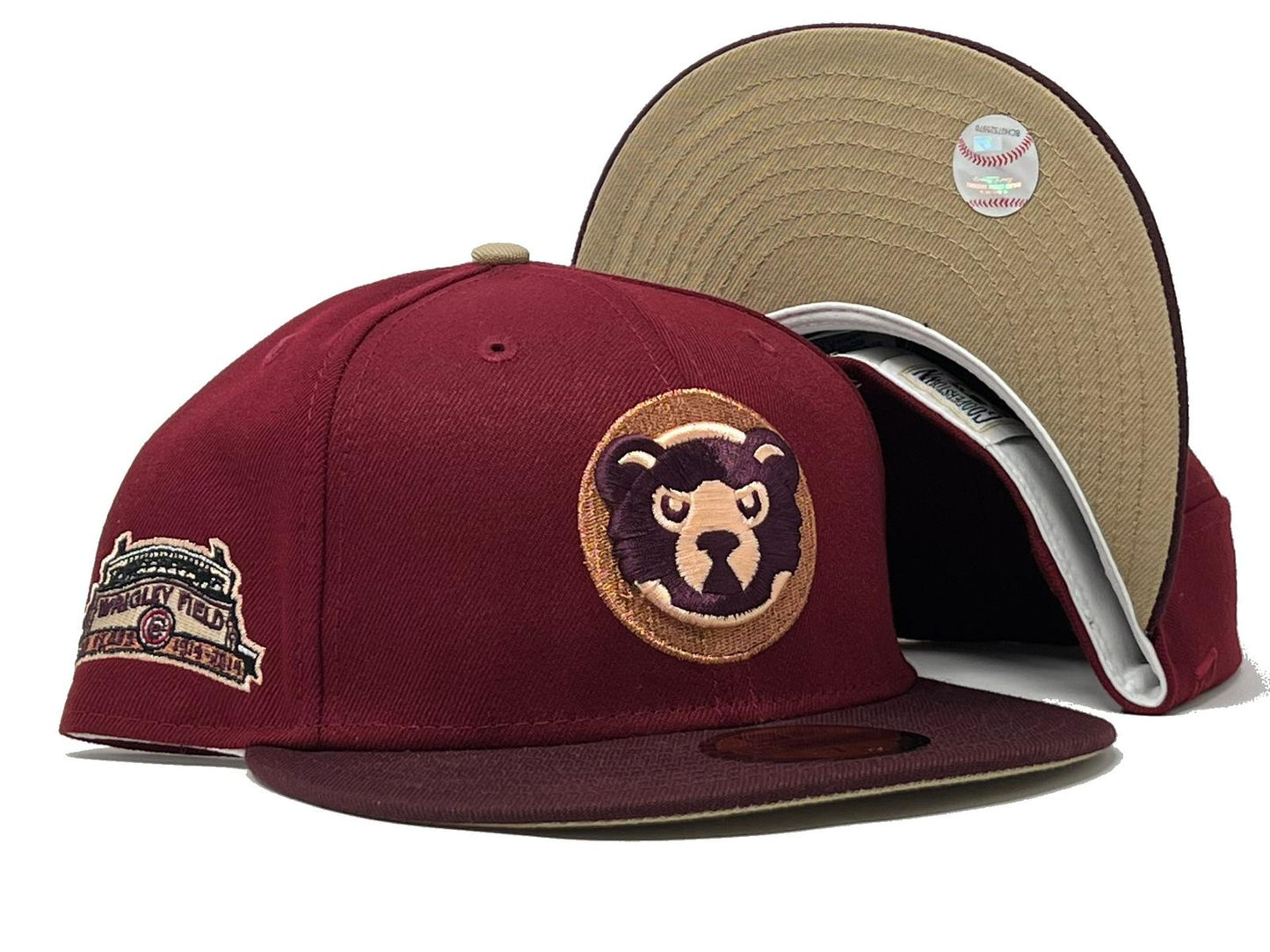 Chicago Cubs Wrigley Field "Shade Of Burgundy" Pack Camel Brim New Era Fitted Hat