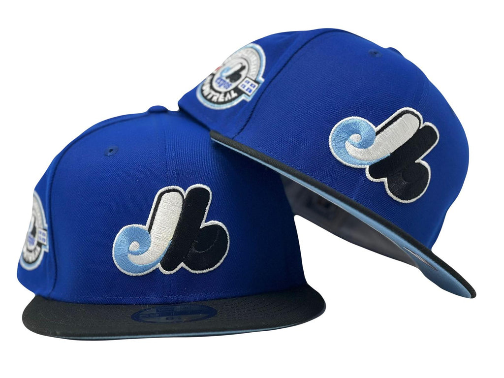 Montreal Expos Icy Brim New Era Fitted Hats-Royal Black