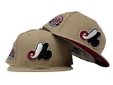 MONTREAL EXPOS 35TH ANNIVERSARY CAMEL BURGUNDY BRIM NEW ERA FITTED HAT