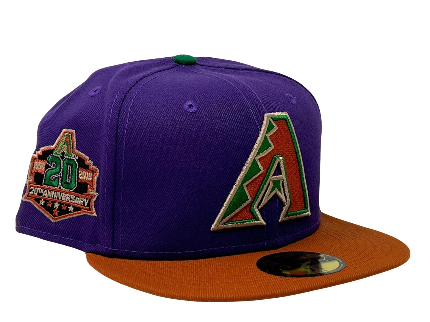 Arizona Diamondbacks 20th Anniversary "NHL Cross Over" Light Purple Rust Orange Visor Green Brim New Era Fitted Hat