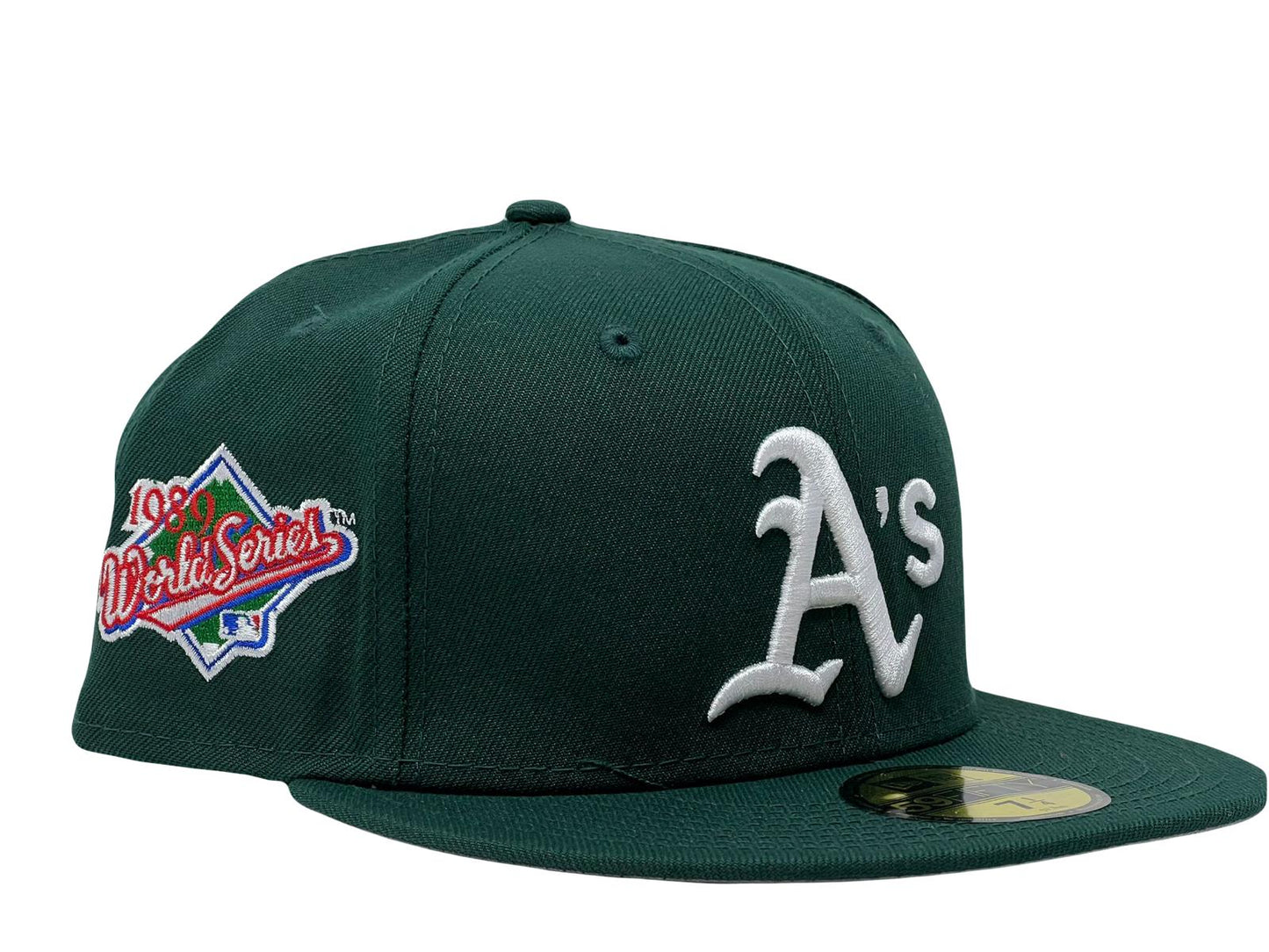 Oakland Athletics 1989 World Series Gray Brim Fitted Hat-Green