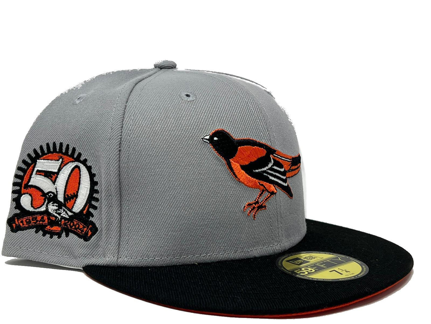 Baltimore  Orioles 50TH Anniversary Gray  Orange Brim New Era Fitted Hats