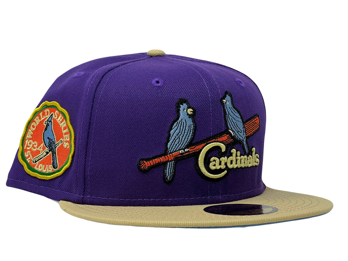 St.  Louis Cardinals 1934 World Series Deep Purple Vegas Gold Visor Icy Brim New Era Fitted Hat