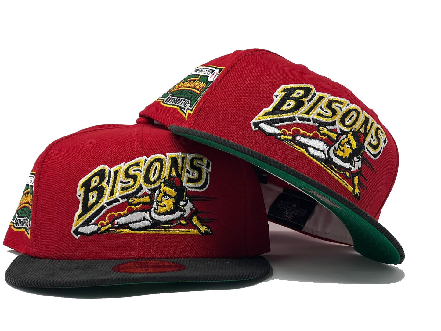 BUFFALO BISONS HOMETOWN COLLECTION " CORDUROY BRIM" GREEN UNDER VISOR NEW ERA FITTED HAT