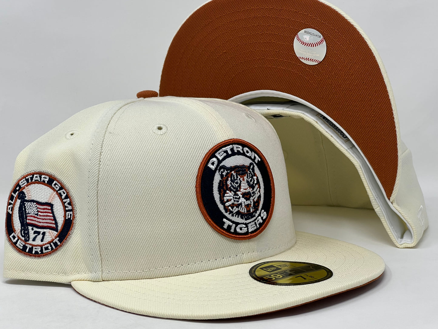 Detroit Tigers 1971 All Star Game "Off White Dome " Collection Rust Orange Brim New Era Fitted Hat