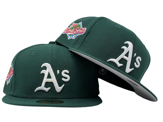 Oakland Athletics 1989 World Series Gray Brim Fitted Hat-Green