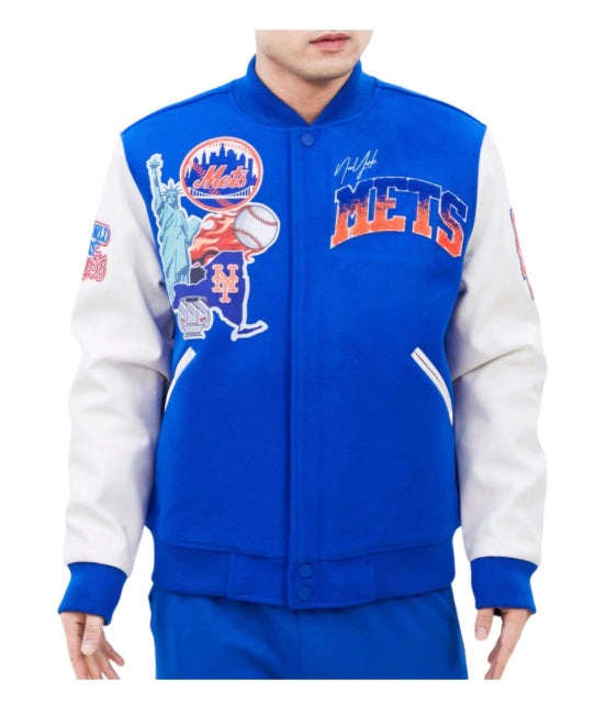 New York Mets Hometown Blue/White Pro Standard Varsity Jacket