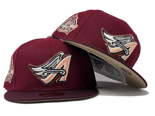 Anahiem Angels 40th Anniversary "Shade Of Burgundy" Pack Camel Brim New Era Fitted Hat