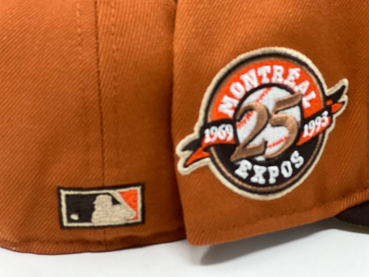 Montreal Expos 25th Anniversary Rust Orange Brown Visor Vegas Gold Brim New Era Fitted Hat