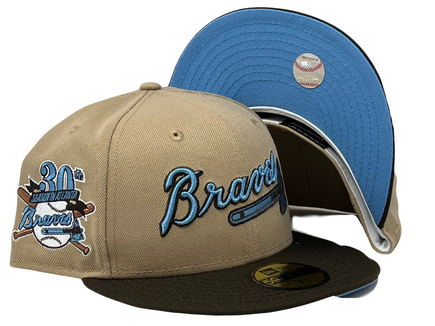 Atlanta Braves 30th Anniversary Camel Brown Visor Icy Brim New Era Fitted Hat