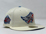 ANAHIEM ANGELS 40TH ANNIVERSARY "OFF WHITE DOME" PACK ICY BRIM NEW ERA FITTED HAT