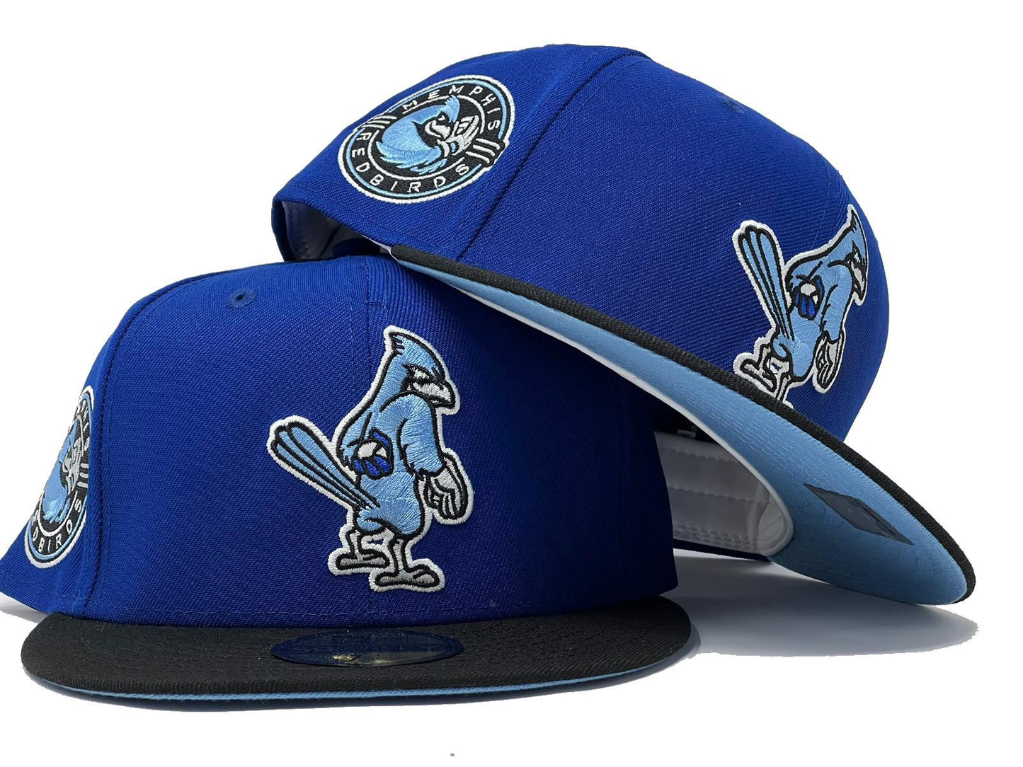 MEMPHIS RED BIRD MINOR LEAGUE "WINTER ICY PACK" SKY BLUE BRIM NEW ERA FITTED HAT