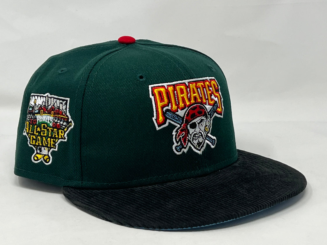 PITTSBURGH PIRATES 2006 ALL STAR GAME GREEN BLACK CORDUROY VISOR ICY BRIM NEW ERA FITTED HAT