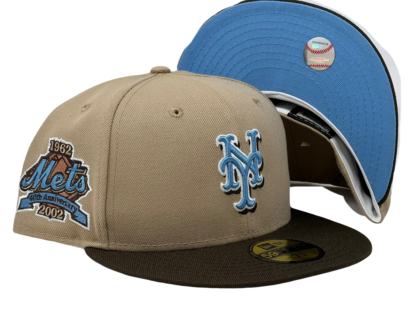 New York Mets 40th Anniversary Camel Brown Visor Icy Brim New Era Fitted Hat