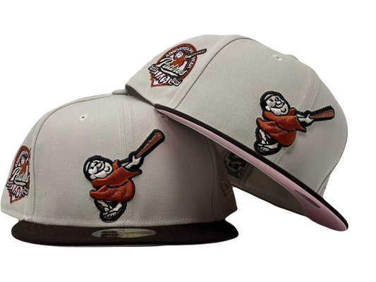 SAN DIEGO PADRES 40th Anniversary Stone Brown Visor Pink Brim New Era Fitted Hat
