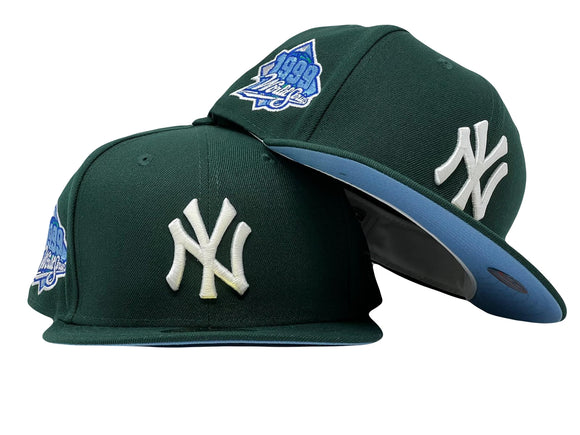 NEW YORK YANKEES 1999 WORLD SERIES DARK GREEN ICY BRIM NEW ERA FITTED HAT