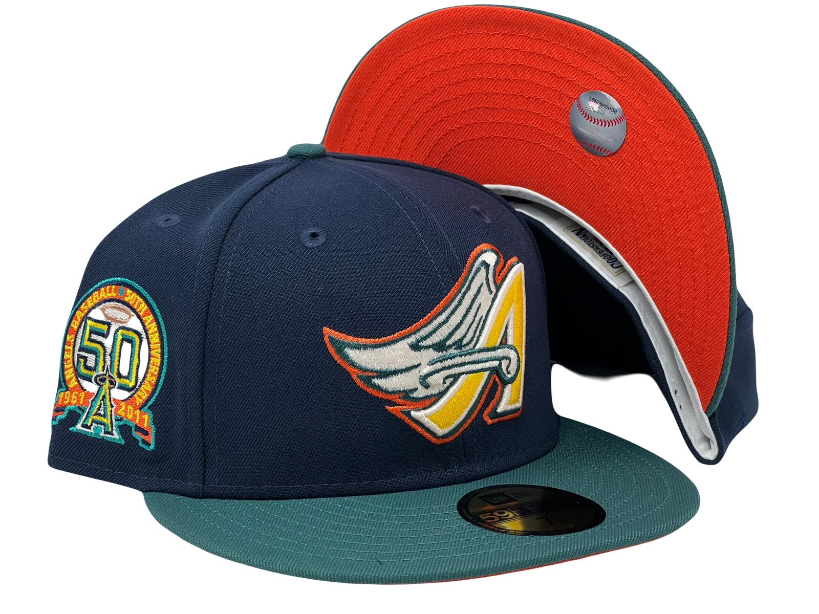 ANAHIEM ANGELES 50TH ANNIVERSARY DARK GREEN RED BRIM NEW ERA