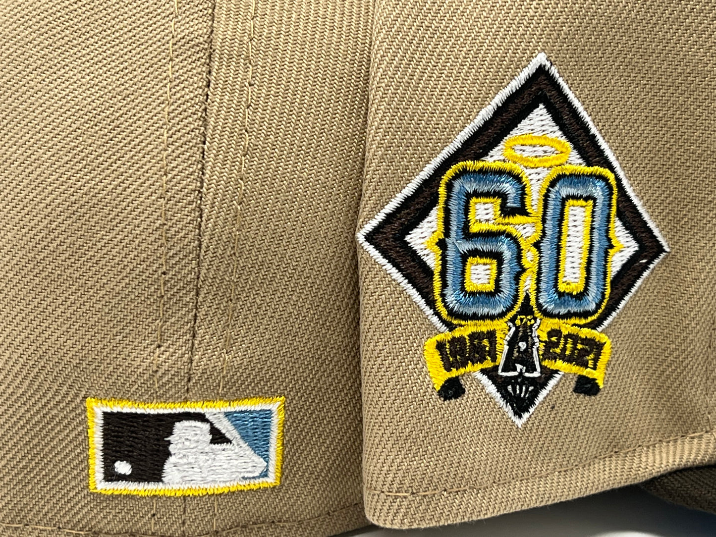 Anaheim Angels 60th Anniversary Camel Brown Visor Sky Blue Brim New Era Fitted Hat