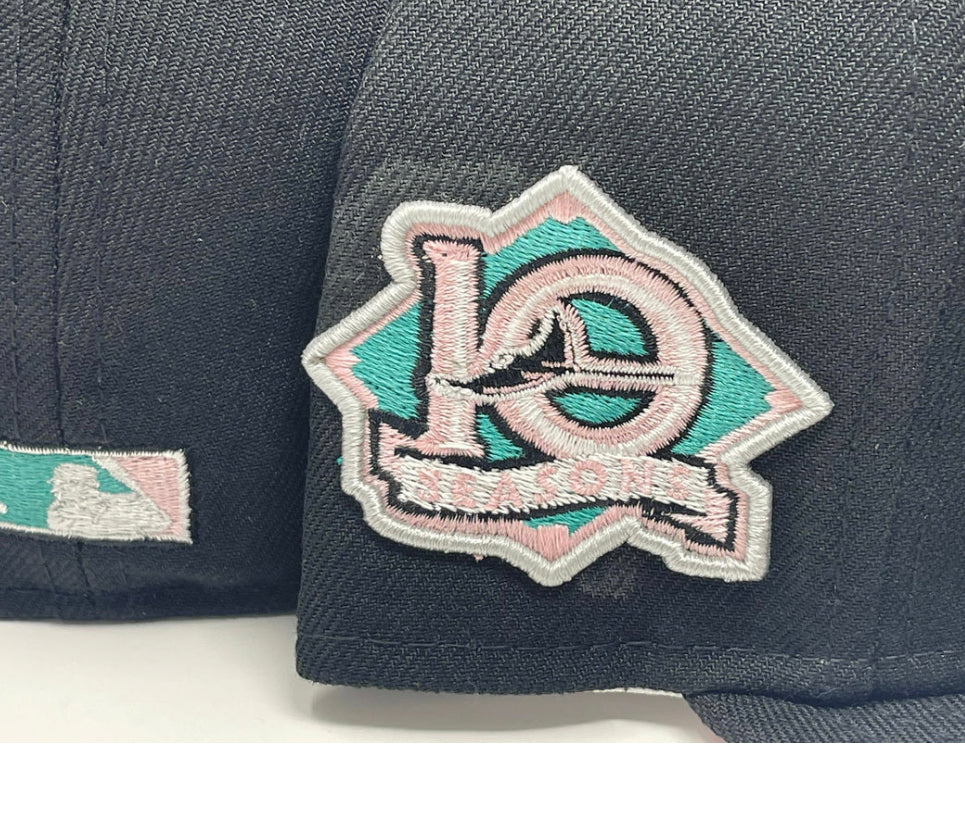 Tampa Bay Devil Rays 10th Seasons Black Pink Brim New Era Fitted Hat