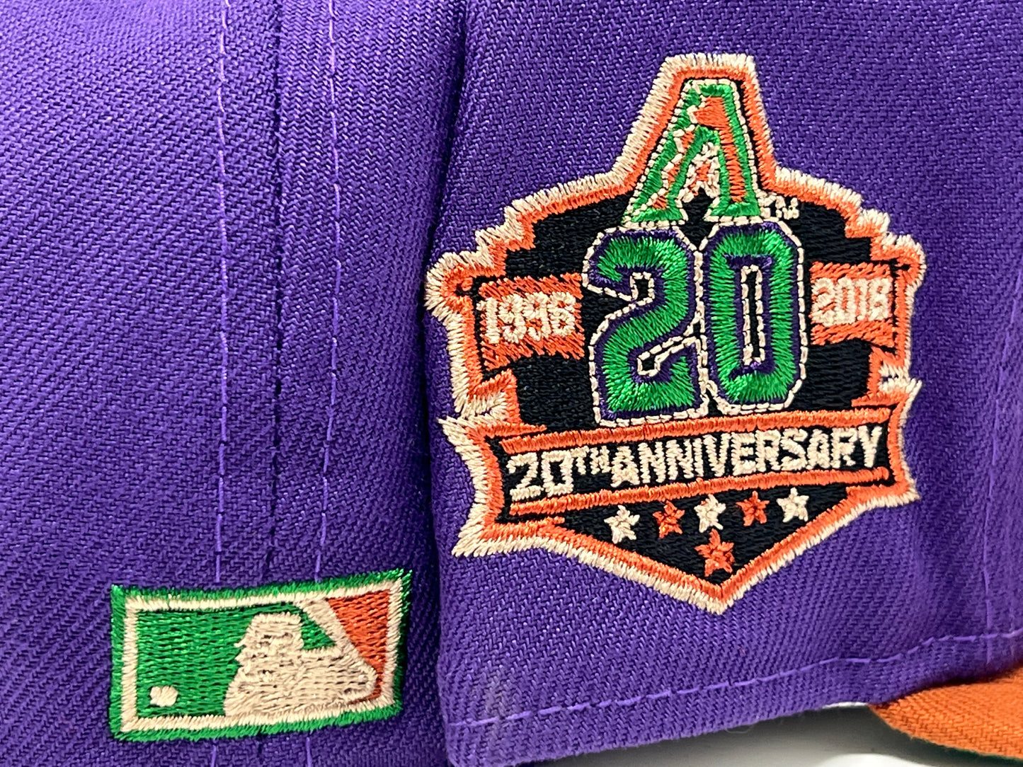 Arizona Diamondbacks 20th Anniversary "NHL Cross Over" Light Purple Rust Orange Visor Green Brim New Era Fitted Hat