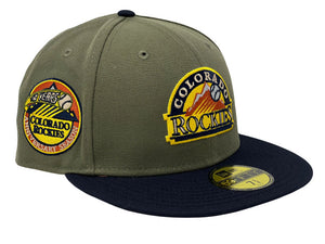 Colorado Rockies 10th Anniversary Olive Green Navy Visor Rust Orange Brim New Era Fitted Hat