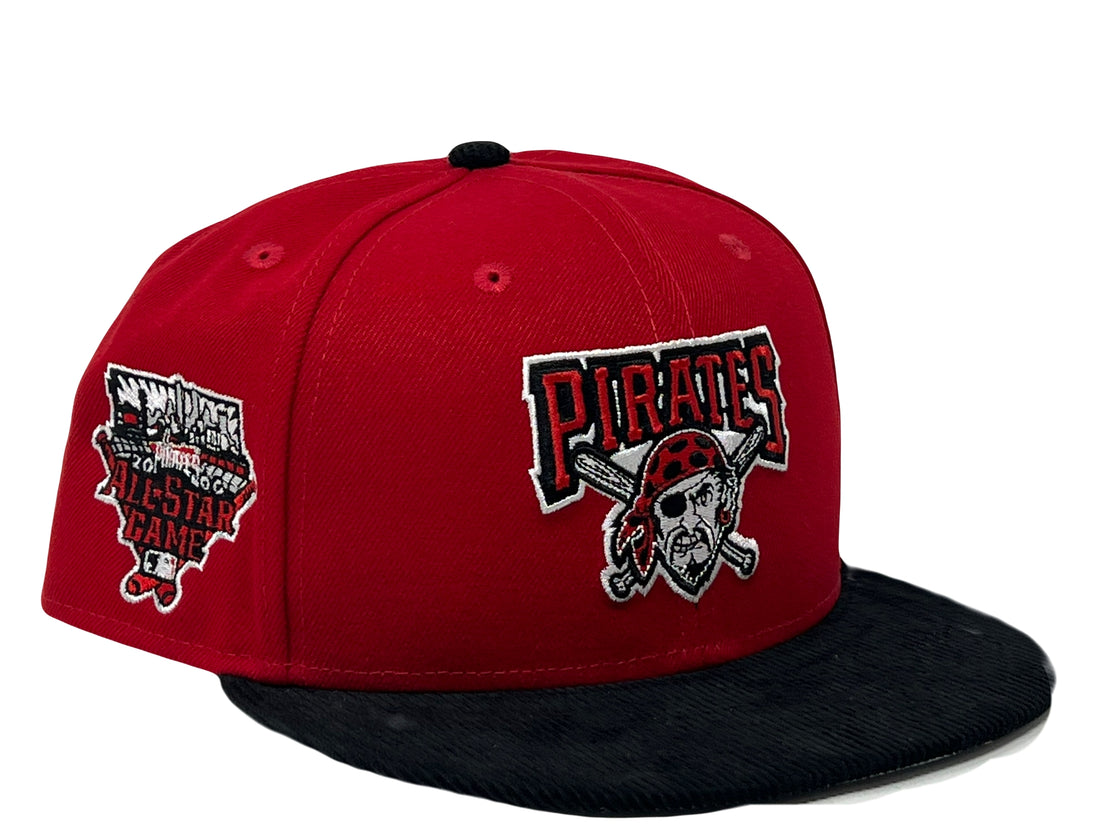 PITTSBURGH PIRATES 2006 ALL STAR GAME RED BLACK CORDUROY VISOR GRAY BRIM NEW ERA FITTED HAT