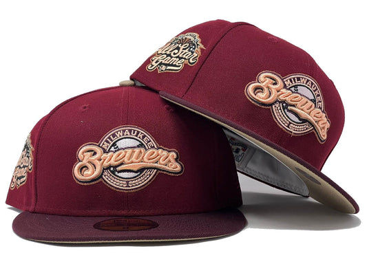 Milawaukee Brewers 2002 All Star "Shade Of Burgandy" Camel Brim New Era Fitted Hat