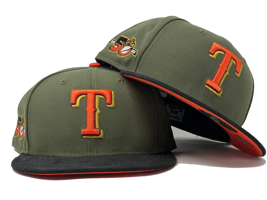 Texas Rangers 50th Anniversary "Corduroy Brim" Pack Orange Under Visor New Era Fitted Hat