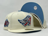 ANAHIEM ANGELS 40TH ANNIVERSARY "OFF WHITE DOME" PACK ICY BRIM NEW ERA FITTED HAT