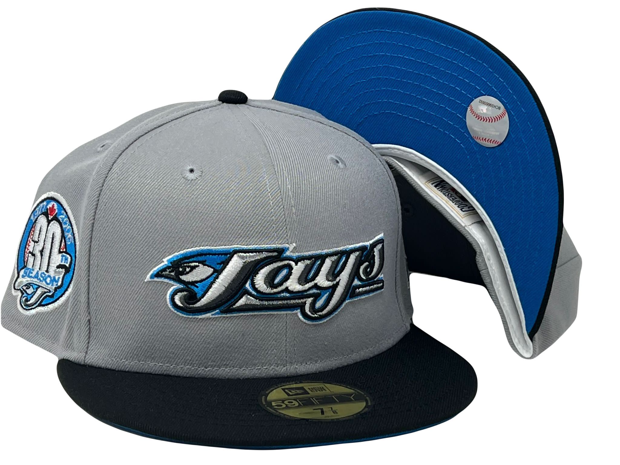 Toronto Blue Jays New Era 30th Season Cooperstown Collection Sky Blue  Undervisor 59FIFTY Fitted Hat - Gray