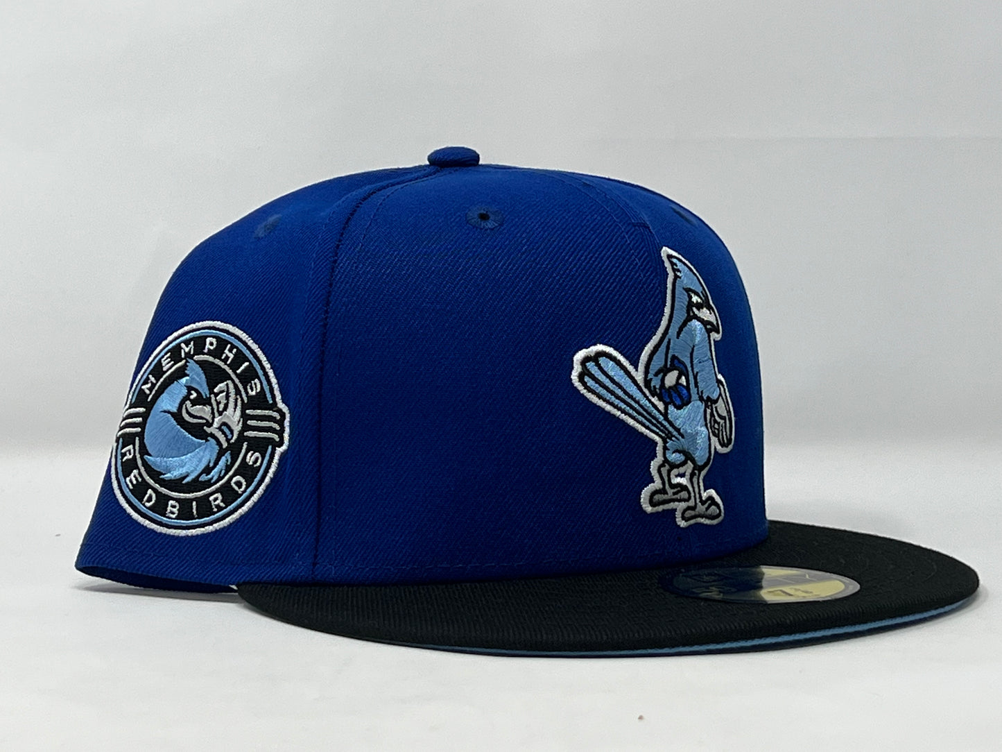 MEMPHIS RED BIRD MINOR LEAGUE "WINTER ICY PACK" SKY BLUE BRIM NEW ERA FITTED HAT