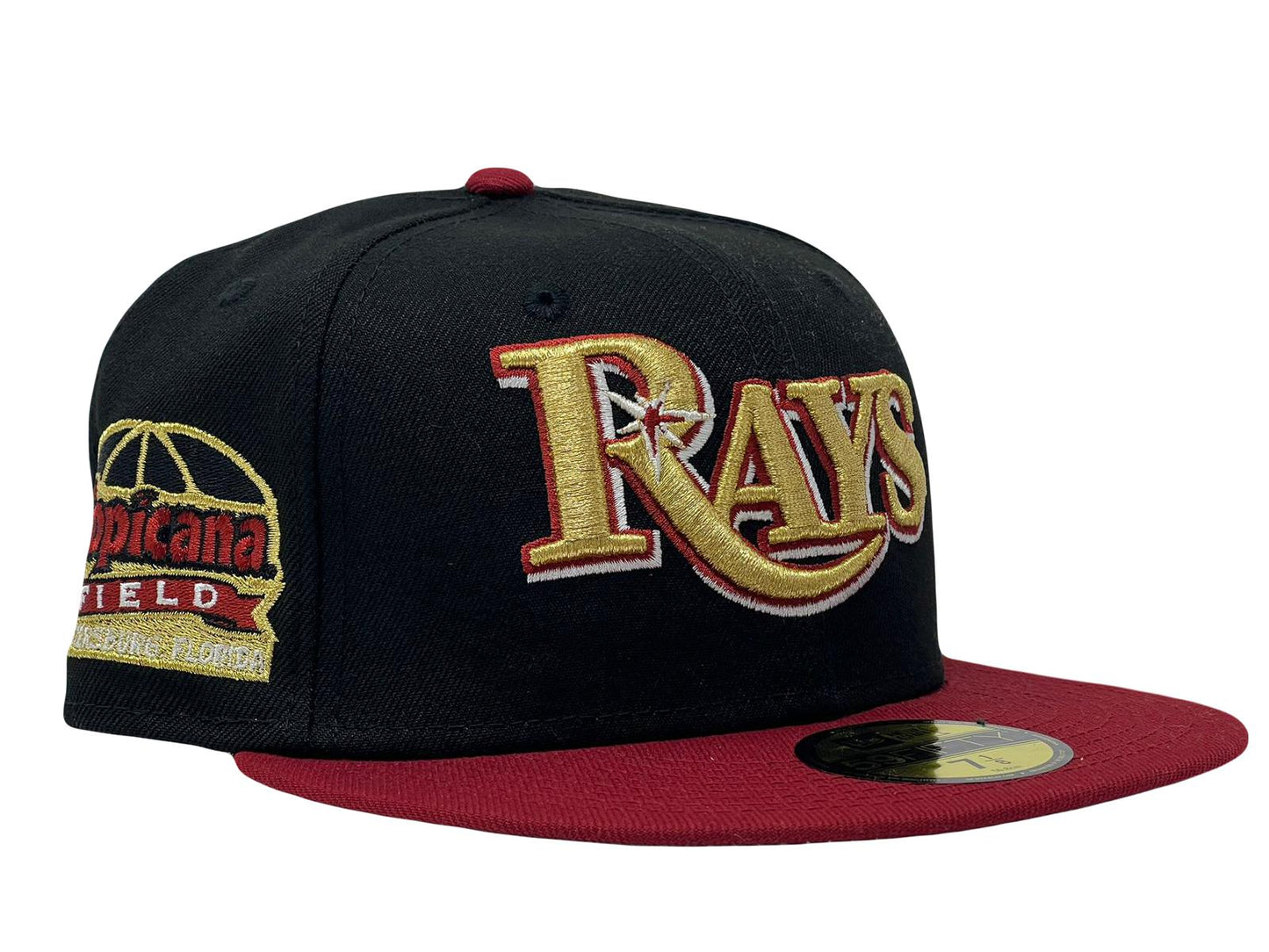 Tampa Bay Devil Rays Tropicana Field Black Burgundy Gray Brim New Era Fitted Hat