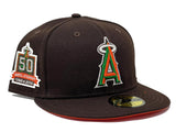 LOS ANGELES ANGELS 50TH ANNIVERSARY "AUTUMN 2" COLLECTION DEEP BROWN ORANGE BRIM NEW ERA FITTED HAT