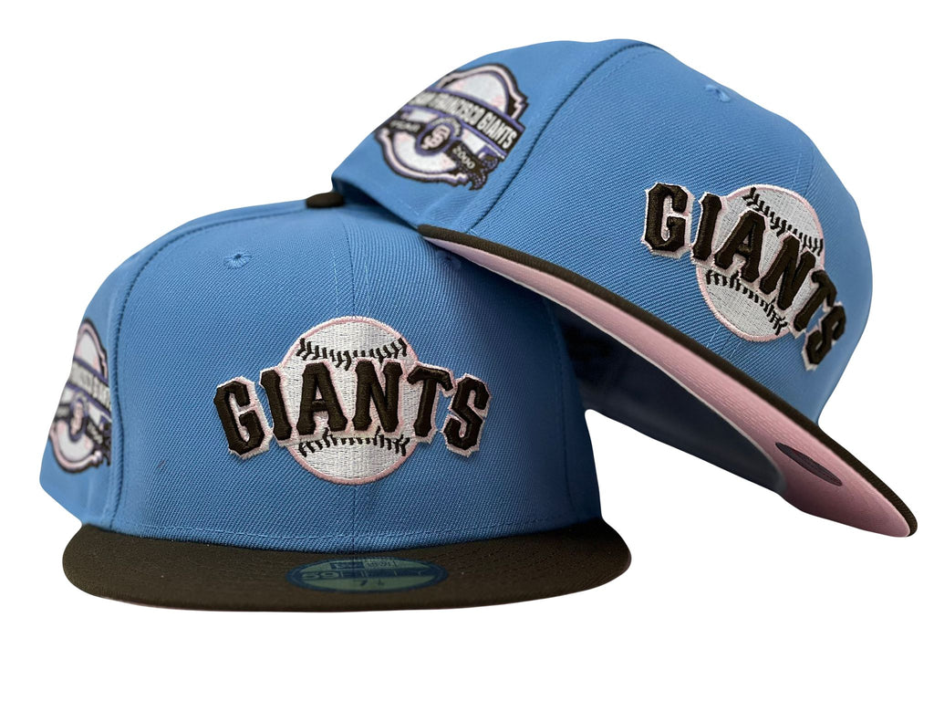 San Francisco Giants 2000 Inaugural Season Sky Blue Brown Visor Pink Brim New Era Fitted Hat