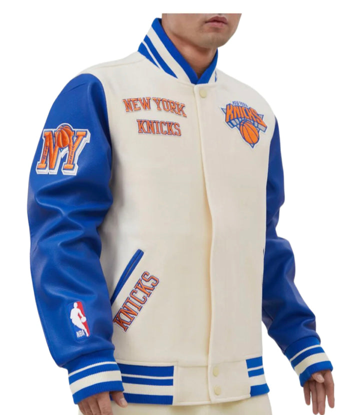 Pro Standard New York Knicks Retro Classic Eggshell Varsity Jacket