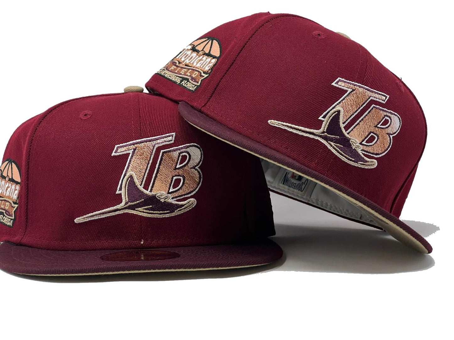 Tampa Bay Devil Rays Tropicana Field "Shade Of Burgundy " Pack Camel Brim New Era Fitted Hat